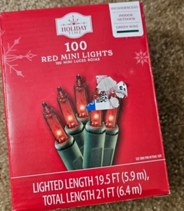 Holiday Time 100 Red Mini Lights Incandescent Open Box Fast Shipping & Handling - Picture 1 of 5