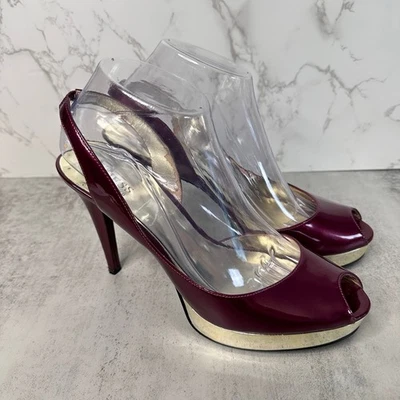 Guess by Marciano Heels WMNS Maroon & Gold US Sz 8.5M Pumps Office Party Glossy - Image 1 of 4