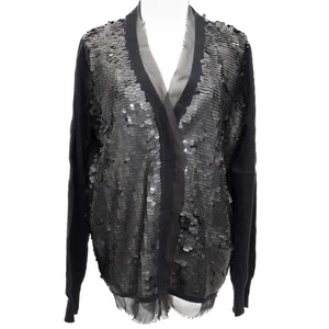 Jamie Gries schwarze Pailletten Strickjacke Pullover Größe L - Bild 1 von 11
