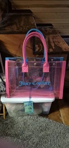 2 JUICY COUTURE Transparent Clear See Through Tote Large Purses Pink And Blue. - Picture 1 of 15