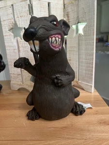 (#928). 11" Halloween Rubber Standing Black Rat Scary Prop Decor Horror. NEW - Picture 1 of 15