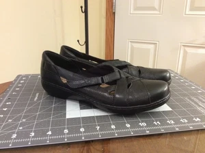 Clarks Bendables schwarze bequeme Leder-Heels mit gekreuzten Riemen Größe 11 M 65073 - Bild 1 von 11