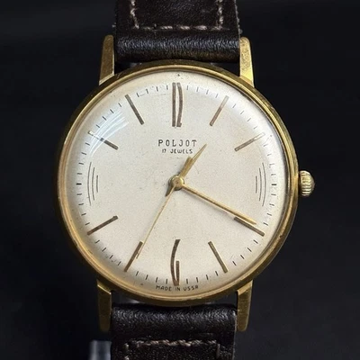Hermoso reloj mecánico soviético delgado Poljot 2609 chapado en oro AU20 URSR Foto 1 de 4