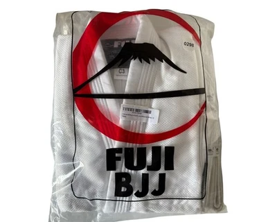 New Fuji All Around Brazilian Jiu-jitsu White Gi with White Belt Size C3 - Image 1 of 4