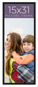 15x31 Frame Black Real Wood Picture Frame Width 0.75 inches | Interior Frame Dep - Picture 1 of 10