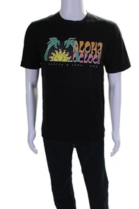 Scotch & Soda Mens Cotton Short Sleeve Graphic Embroidered T shirt Black Size M - Picture 1 of 6