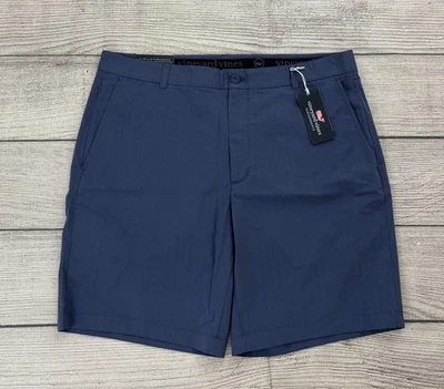 Shorts VINEYARD VINES PERFORMANCE ON THE GO masculino 38 bandeira azul Seersucker 9" novo com etiquetas - Imagem 1 de 4