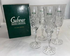 NEW IN BOX Galway Crystal Kylemore Flute Glasses Set Of 4 (10505) 8.25” - Bild 1 von 8