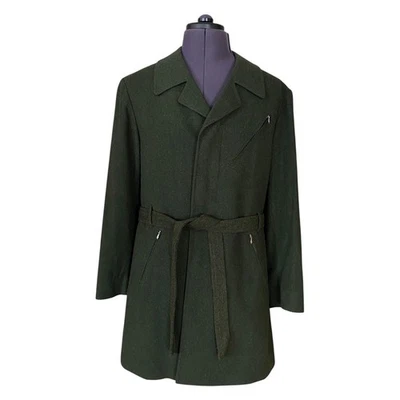 Steinbock Original Himalaya Camelhair Overcoat Green Belted Austria Men's UK40 - Image 1 of 4