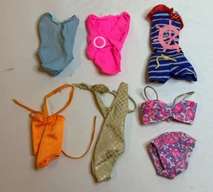 Barbie Puppenkleidung - 6 Bademode Badeanzüge - orange, gold, rosa, blau, mehr - Bild 1 von 2