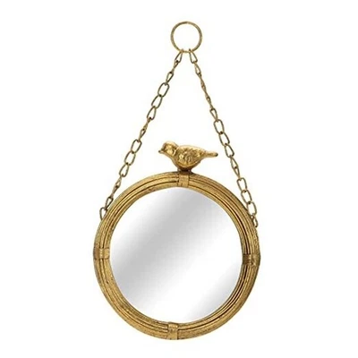  Espejos colgantes pequeños decorativos de 6,7 pulgadas vintage redondos 12,6" L x 6,7" W dorados Foto 1 de 4