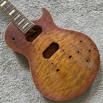 Cherry Burst Quilted Maple Top Guitar Body with Neck Fit Les Paul LP DIY - Image 1 of 4