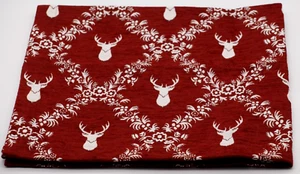 Tischdecke 85 x 85 cm gewebtes Muster Hirsch weinrot Hossner Heimtex - Bild 1 von 2