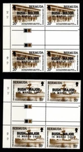 BERMUDA 605-606 MNH GUTTER BLOCKS OF 4 NICE SET, FREE SHIP USA - Picture 1 of 1
