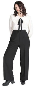 Pantalones de cintura alta Hell Bunny »GINGER PLAIN« retro MARLENE PANTALONES PANTALONES - negro - Imagen 1 de 4