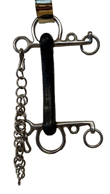PELHAM GOMA DURA BOCA MULLEN CABALLO BROCA CON CADENA 5" VÁSTAGO 5” HECHO EN INGLATERRA Foto 1 de 4