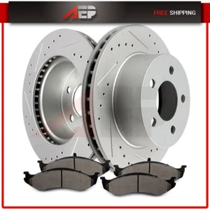 Front Drilled Slotted Brake Rotors & Ceramic Pads For 1990-1998 99 Jeep Cherokee - Picture 1 of 7