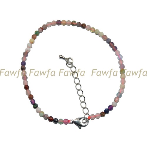 VALENTINO "Bracciale Regolabile Tormalina Colorata 3mm Sfaccettata Pietra Preziosa Rotonda Sfaccettata 7 5"""