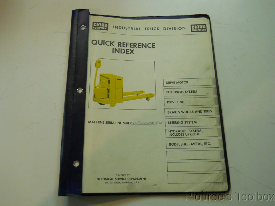 Used Clark Powrworker Pallet Truck Quick Reference Index / Manual - Image 1 of 4