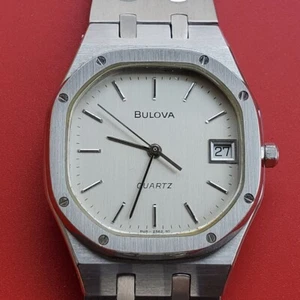 VINTAGE HERREN BULOVA ROYAL OAK QUARZ SS DATUM SILBER GEWARTET SAUBER - Bild 1 von 19