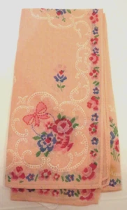Vintage Handkerchief Hankie Dainty Pink Floral Roses Design Cotton 12"x12" - Picture 1 of 6