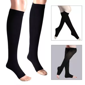 Calze a compressione supporto medico 23-32 mmHg calze al ginocchio punta aperta S-3XL - Foto 1 di 14