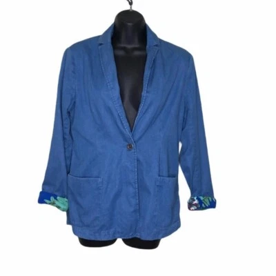 Blazer BROOKLYN INDUSTRIES Mediano Demin Flor Mangas Puños Años 90 Y2k Gran Tamaño Foto 1 de 4