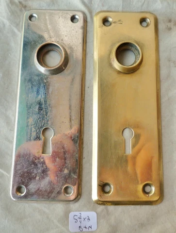Door Knob Back Plates  (pr) Nickel & Brass Mission  5 3/4"h x 2"w Cover