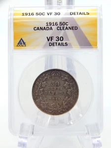 1916 Canada 50 Cent Coin - Half Dollar - ANACS Graded VF 30 - BT225 - Picture 1 of 6