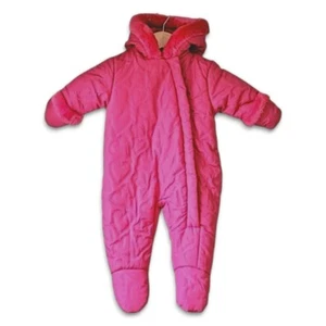 Rothschild Faux Fur Trim Quilted Snowsuit Stitched Heart Puffer Baby 6-9 Mos - Picture 1 of 8