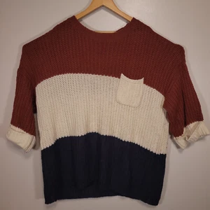 Suéter Jodifl Para Mujer L Gran Tamaño Grueso Tejido Rojo, Blanco y Azul Bloque de Color - Imagen 1 de 6