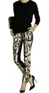 Pantalones de vestir Mary Mikado nuevos sin etiquetas Diane von Furstenberg mezcla de lana leopardo talla 4 DVF - Imagen 1 de 11