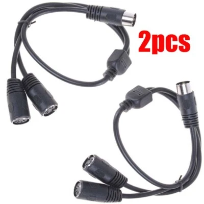 2Pc 50cm 5 PIN MIDI DIN 1 Male Plug to 2x Female Socket Y Splitter Adapter Cable - Image 1 of 4