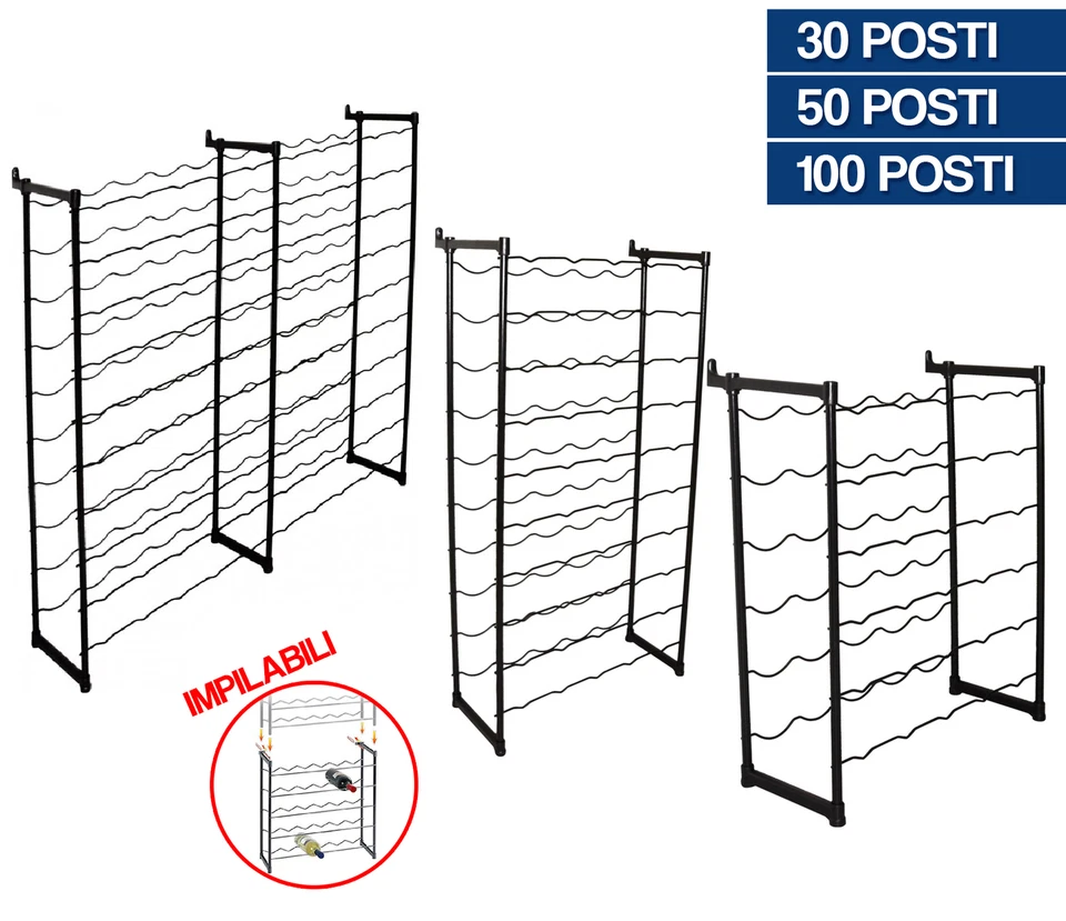 CANTINETTA PORTABOTTIGLIE PORTA BOTTIGLIE VINO SPUMANTE MODULARE METALLO 29497V - Immagine 1 di 1