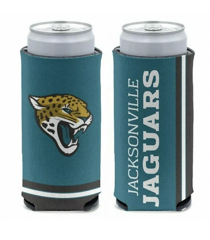 Jacksonville Jaguars Slim Can Cooler Collapsible Koozie - Two Sided Can Design Cover