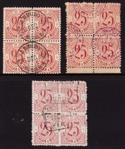 France Morocco Mazagan Local Post, three used blocks of four (cert. Behr) -GQ79 - Picture 1 of 6
