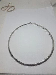 925 Sterling Silver Omega Style Necklace Length 18 1/2 Inches - Picture 1 of 3