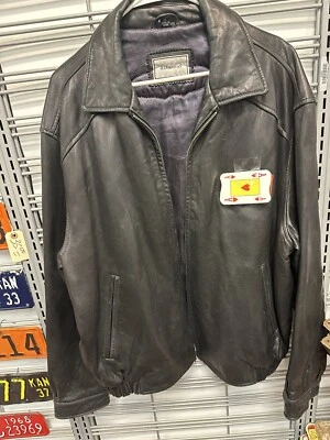 Chaqueta de bombardero Hathaway para hombre talla XL de cuero suave genuino con parche debajo de la tarjeta Foto 1 de 4