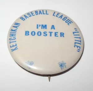 1960's Baseball Pin Coin Ketchikan Alaska Little League Booster Pinback - Picture 1 of 2