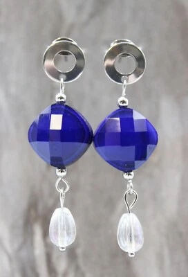 Glass Jewels Edelstahl Ohrringe Ohrhänger Perlen Eckig Tropfen Farbwahl #L018 - Bild 1 von 4