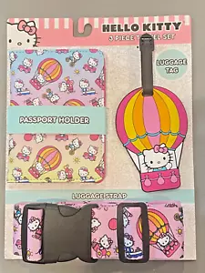 Sanrio Hello Kitty 3 Piece Travel Set Passport Holder, Luggage Tag & Strap - Picture 1 of 5