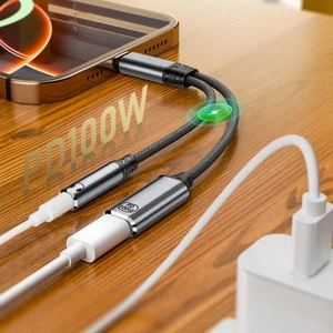 Portable USB C to 3 5mm Audio Adapter with 100W Power Delivery Support - Photo 1/14