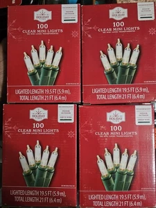 Holiday Time 100 Clear Mini Christmas Lights, Light Strands. 4 pack/s - Picture 1 of 1
