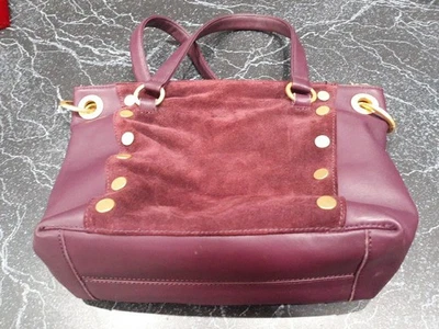 Hammitt Daniel Medium Cranberry Gold Accents Leather Handbag  No Shoulder Strap - Image 1 of 4