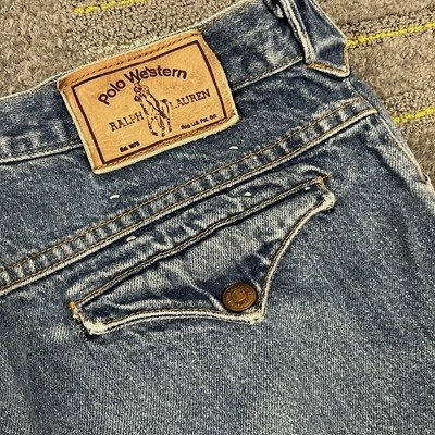 RARE Vintage 1980s Polo Western Ralph Lauren Straight Leg Rodeo Jeans Size 32x33 - Image 1 of 4