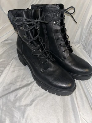 Cushionaire James Para Mujer Negro Con Cordones Cremallera Lateral Botas Estilo Combate EE. UU. 11 Foto 1 de 4