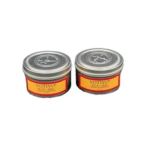 Votivo Aromatic Candle Tins Lot Of 2 - Pulp Peel Grapefruit - 4 oz Each New - Picture 1 of 7