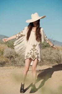 Spell & the Gypsy Wild Horses Dress Fringed Mini Boho Size M Western Rare - Picture 1 of 21