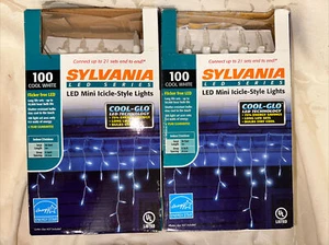 Sylvania LED Series 100 Cool White Mini Icicle Style Lights Cool-glo - 2 Boxes - Picture 1 of 3