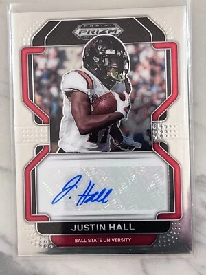 2023 2022 Prizm Draft Picks Justin Hall Silver Auto Ball State Gamblers - Image 1 of 2